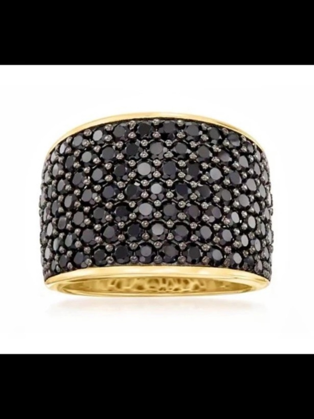 Pave Black Diamond Band Ring 14k Gold plated size 8 with Swarovski elements #552